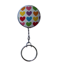 Retractable ID Badge Reel - Rainbow With Mini Love Hearts