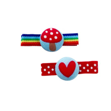 Heart and Toadstool Hair Clips
