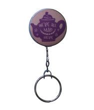 Retractable ID Badge Reel - "We're All Mad Here" Pink